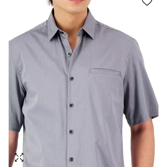 NWT Alfani Men's Short-Sleeve‎ Modern Stretch Dobby Shirt Small - Picture 4 of 6